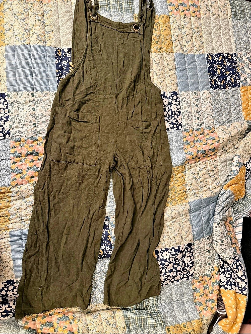 Natural Life Carly Jumpsuit Wide Leg Green XS